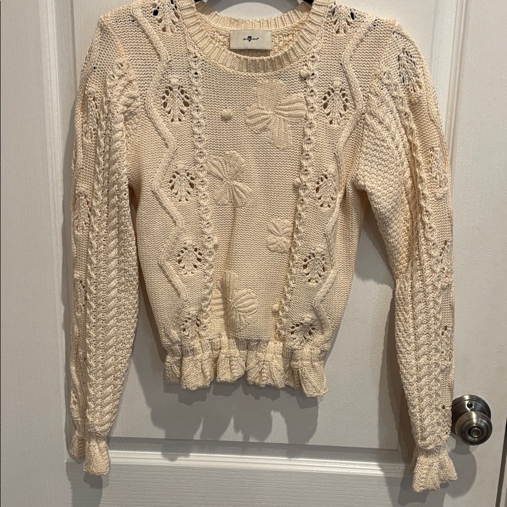 7 For All Mankind Cream Textured Sweater
